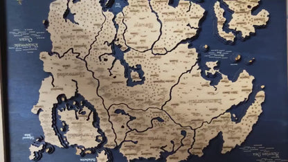 Tamriel  - Elder Scrolls 3D Relief Map Wooden Art Picture